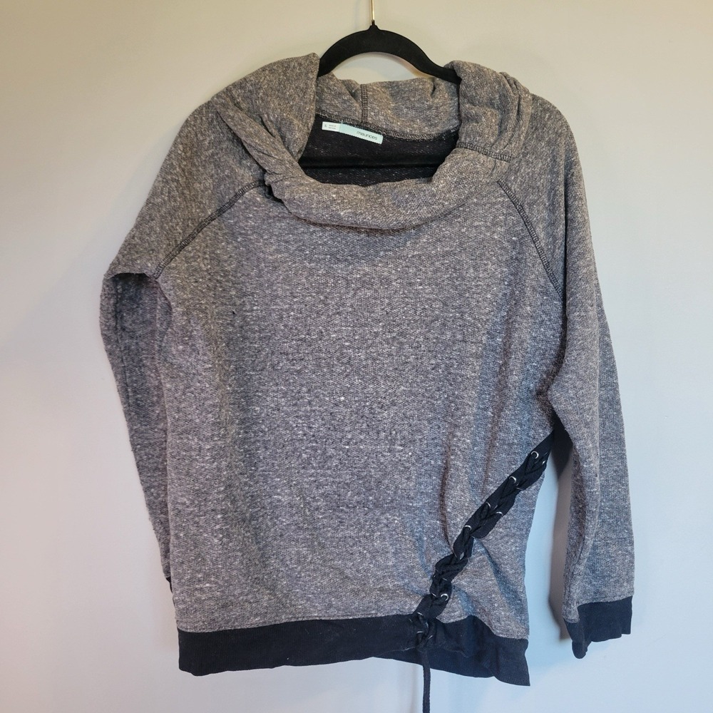 Maurice's Sweater Woman's Size XL Gray Long Sleeve Cowl Neck Side Lace Up